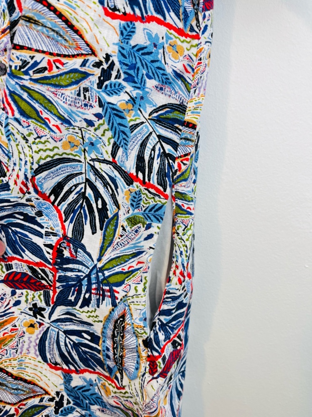 C&C California Linen Mini Shirt Dress Tropical Bold Button EUC Coastal Summer XS - Picture 9 of 10